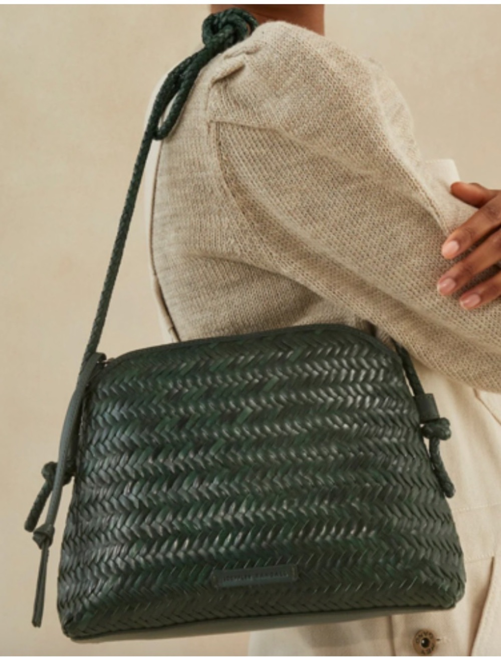 Loeffler Randall Mallory Woven Crossbody Bag in Forest Green